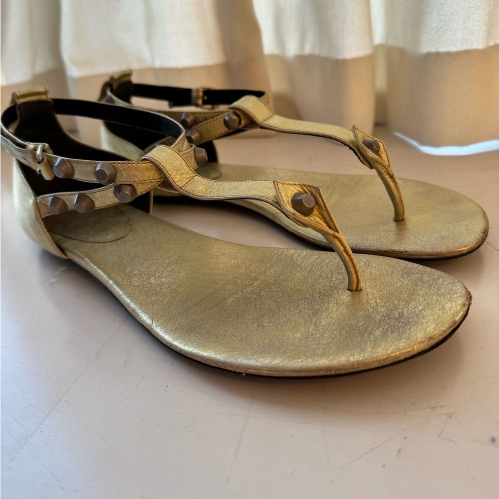 Balenciaga Leather Studded 'City' Strappy Sandals, size 41
